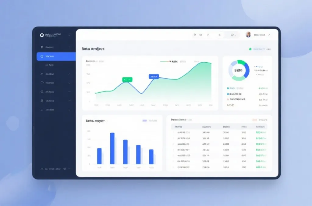 Elegant data analysis dashboard screen showing mathematical charts